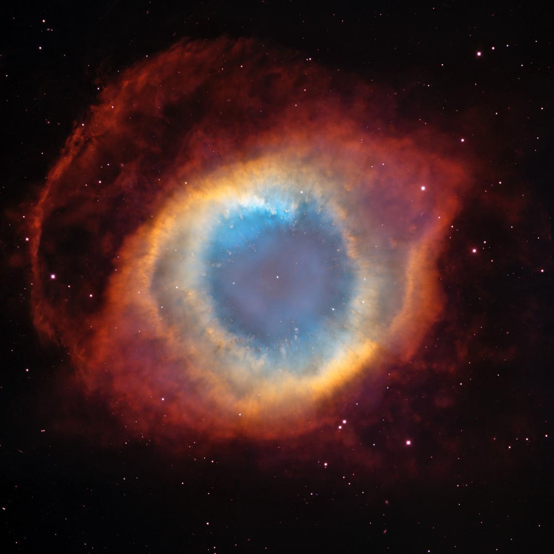 A star close to the size of the sun releases its outer layers near the end of its life. These materials disperse throughout space, and some of them end up in meteorites here on Earth. A star close to the size of the sun releases its outer layers near the end of its life. These materials disperse throughout space, and some of them end up in meteorites here on Earth.